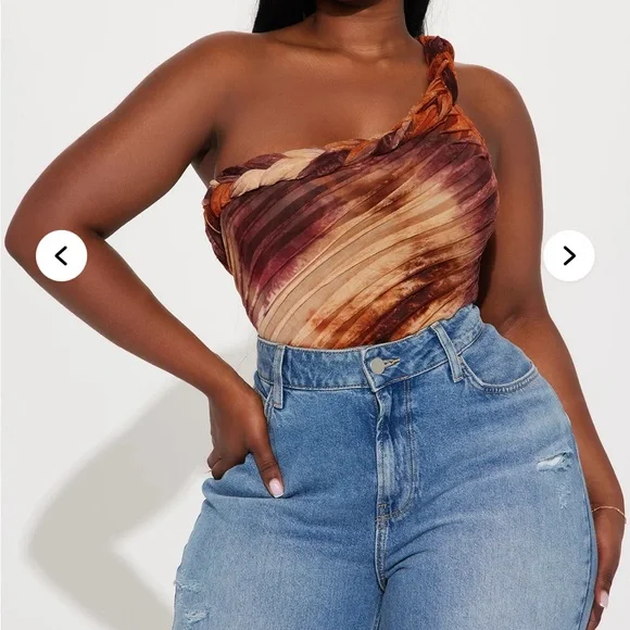 🤎New without tag🤎 Fashion Nova Brown Textured Bodysuit - Picture 8 of 9